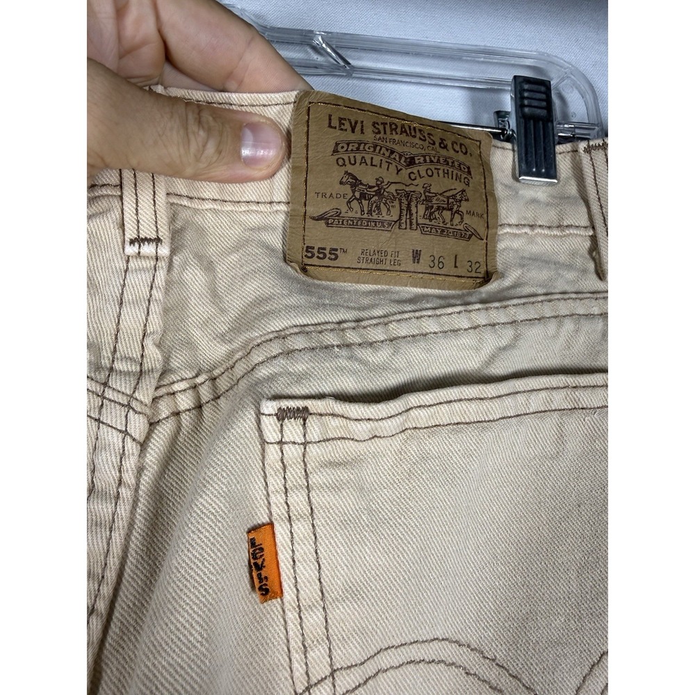 VTG Levis 555 Orange Tab Relaxed Fit Straight Leg Jeans 36x32 (33x29) USA 1996 - Picture 2 of 11